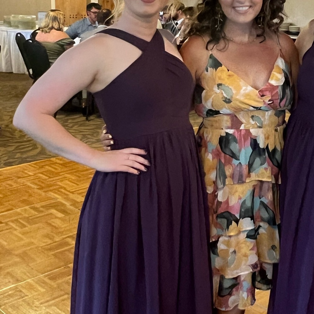 Azazie Plum Bridesmaid High Neck Evening Gown